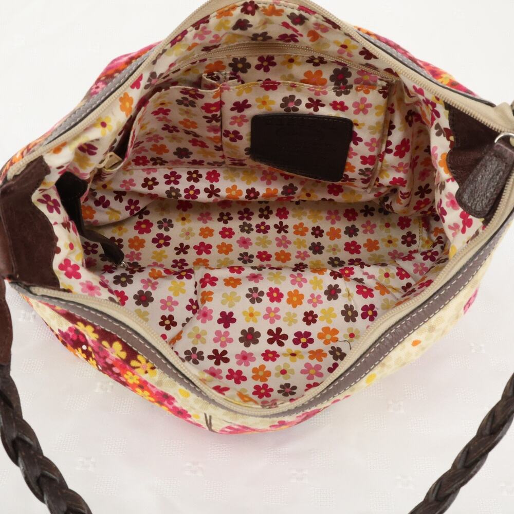 Brighton Bag Handbag Womens Beige Pink Floral Canvas Leather Trim Grandma core - Picture 13 of 16
